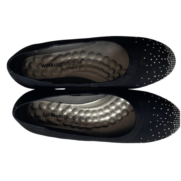 Walking Cradles Black Ballet Flats with Silver Rhinestone Detail, Size 7, Casual - Picture 6 of 7